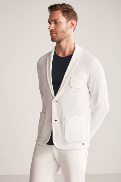 Hemington Pure Cotton White Knitwear Jacket