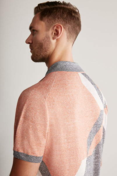 Hemington Keten Pamuk Karışım Somon Rengi Triko Polo