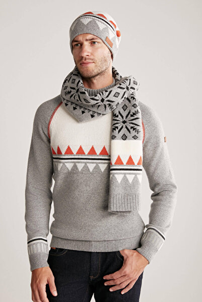 Hemington Patterned Cashmere Blend Gray Scarf