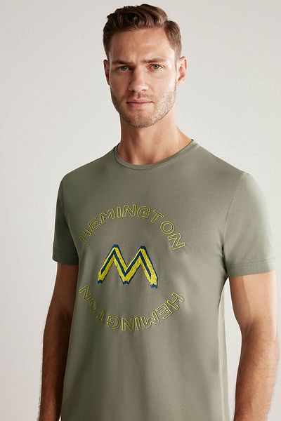 Hemington Khaki Pima Cotton Logo T-Shirt