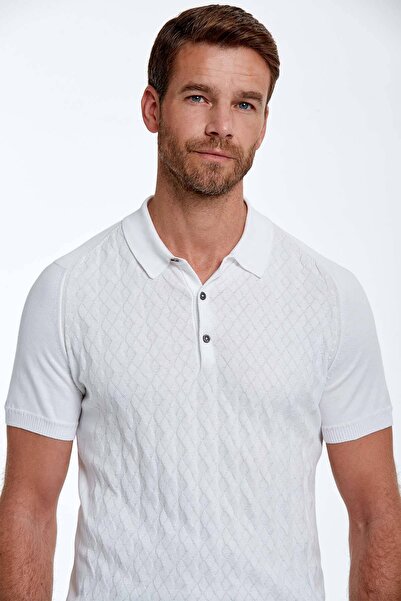 Hemington Patterned Pure Cotton Off-White Knitwear Polo
