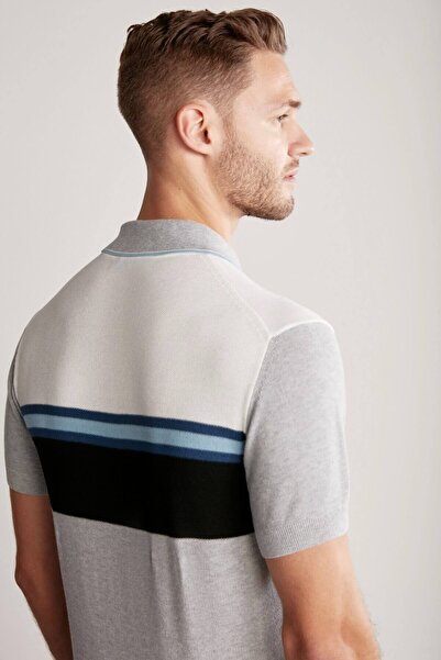 Hemington Stripe Pattern Light Gray Knitwear Polo