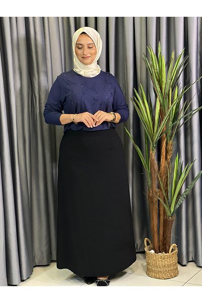 Butik büyük beden تنورة كريب مستقيمة