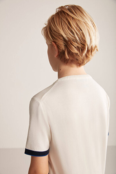 Hemington Argyle Pattern Blue-White Giza Cotton Children's Knitwear T-Shirt