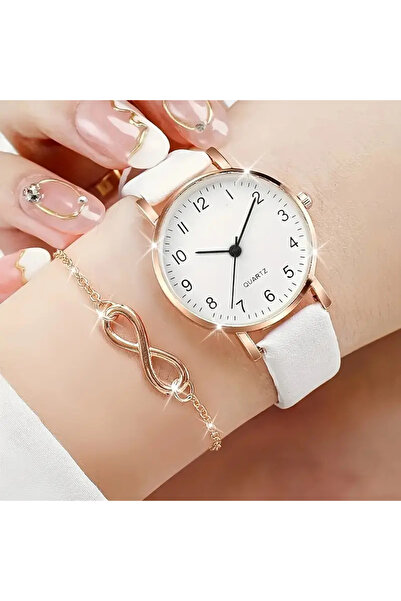 SAQ Sonsuzluk Simgesi Bileklik Hediyeli Şık Quartz Kadın Kol Saati
