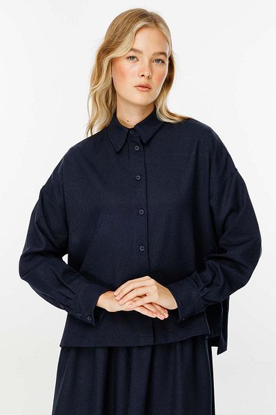 Hooopstore Premium κοντό πουκάμισο Navy Blue