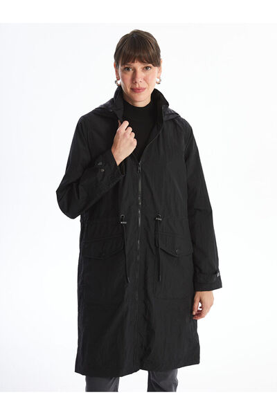 LC Waikiki Black Hooded Women's Raincoat