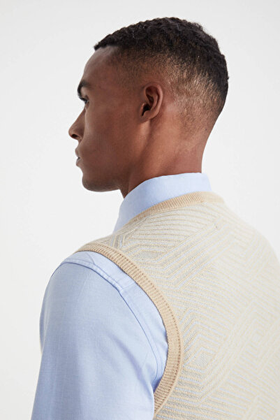 Hemington Çizgi Desenli Camel Lambswool Yün Triko Süveter
