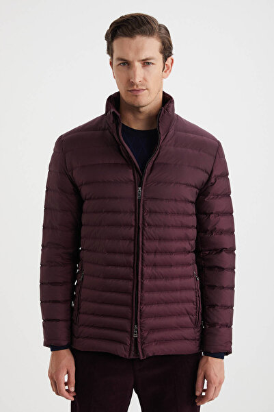 Hemington Kaz Tüyü Dolgulu Bordo İnce Mont