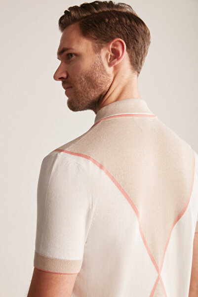 Hemington Zipper Detailed Camel-Cream Color Knitwear Polo