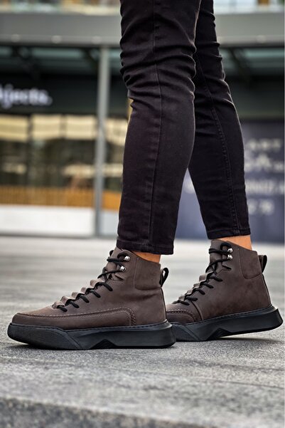 BOA BA0321 Hidden Lace Men's High Sole Brown Sports Boots