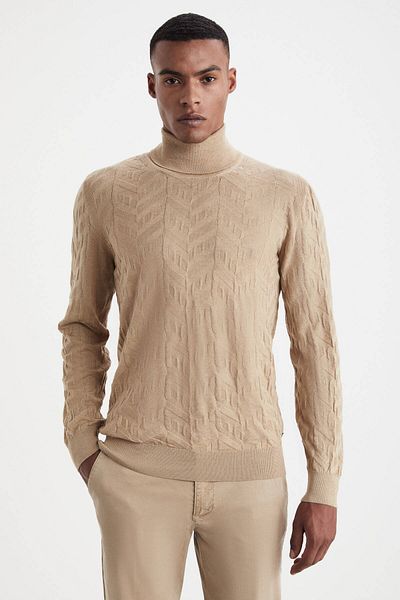 Hemington Silk Blend Turtleneck Camel Merino Wool Knitwear