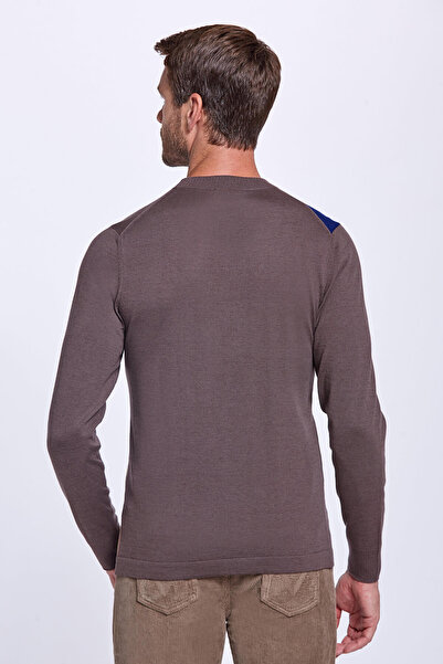 Hemington Stripe Pattern Half Turtleneck Brown Knitwear