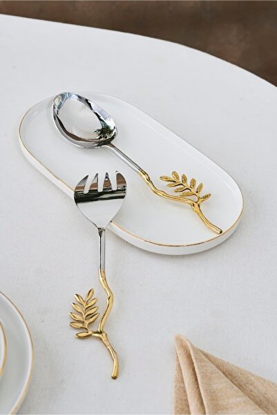 Karaca New Year's Carmenta Serving Set Fork and Spoon