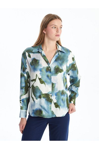 LC Waikiki Cămașă de damă oversize din satin cu model LCW