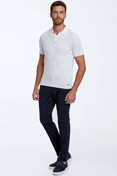 Hemington Patterned Pure Cotton Off-White Knitwear Polo