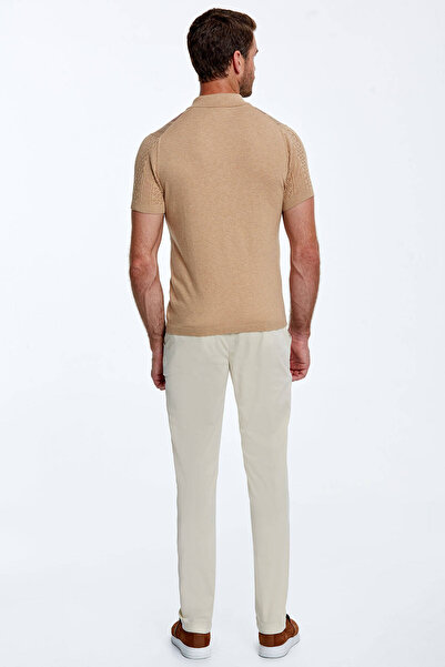 Hemington Micro Pattern Pure Cotton Sand Color Knitwear Polo