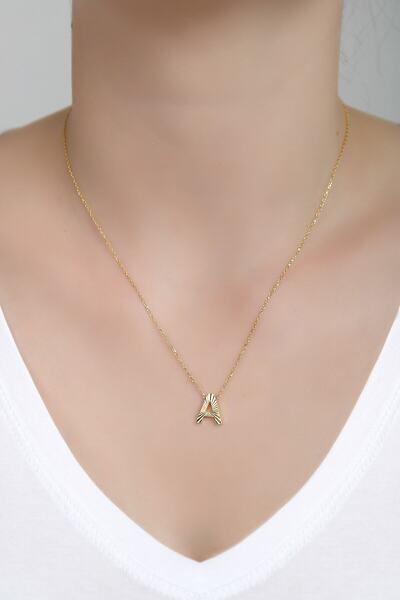 SARIASLAN A Harfli Gümüş Kolye, Üstü Özel Kesimli