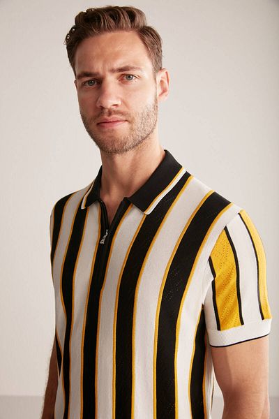 Hemington Stripe Pattern Black-White Knitwear Polo