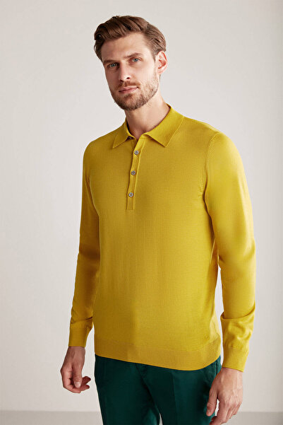 Hemington Extrafine Merino Polo Yaka Altın Sarısı Triko