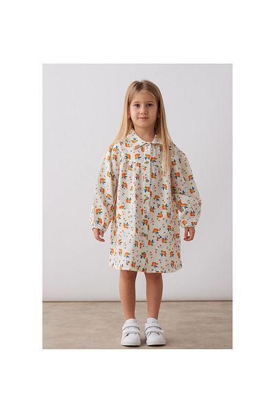 CİCHLİD Girl Patterned Muslin Fabric Dress