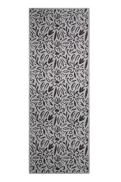 Bursa İpek Anthracite Spring Pattern Twill Silk Shawl