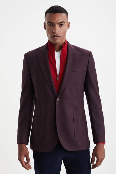 Hemington Pure Wool Burgundy Blazer Jacket