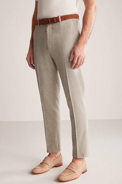 Hemington Linen Cotton Blend Khaki Chino Trousers