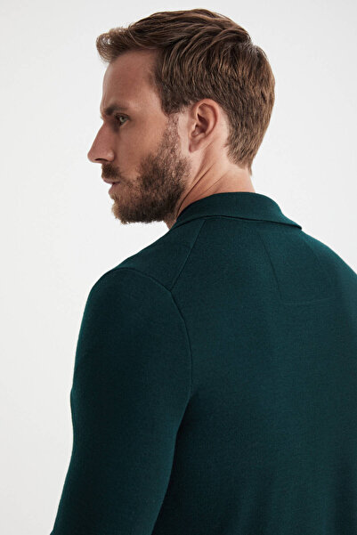 Hemington Extrafine Merino Dark Green Knitwear Blazer Jacket