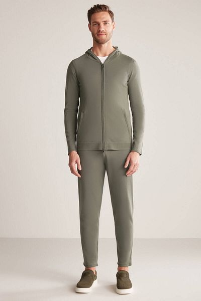 Hemington Slim Fit Khaki Hooded Thin Cardigan