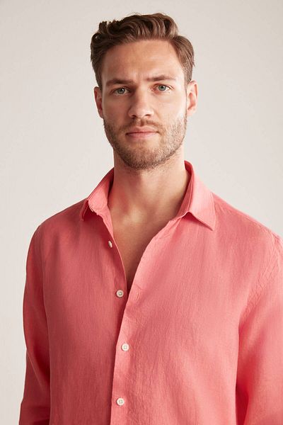 Hemington Dusty Rose Pure Linen Sports Shirt