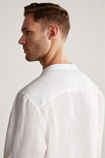 Hemington Pure Linen White Judge Collar Shirt