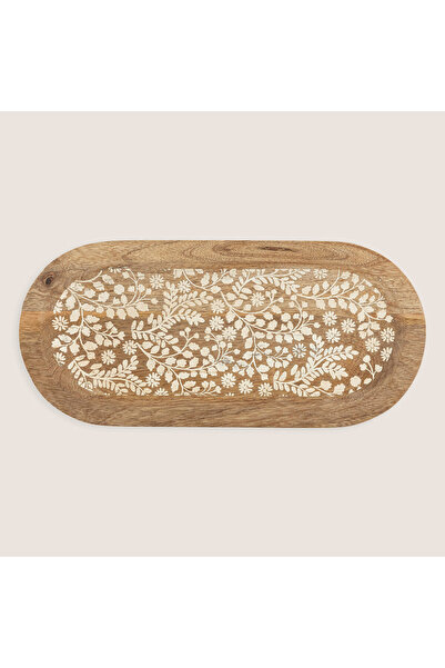 Chakra Flowers Sunum Tabağı 36x16,5 Cm Natural