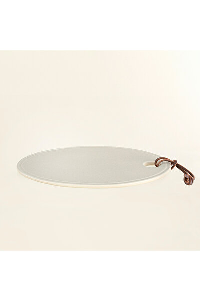 Chakra Flowers Oval Sunum Tahtası - 26x18 Cm Açık Gri