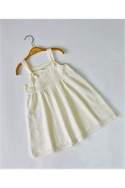 CİCHLİD GIRL'S WHITE LINEN DRESS
