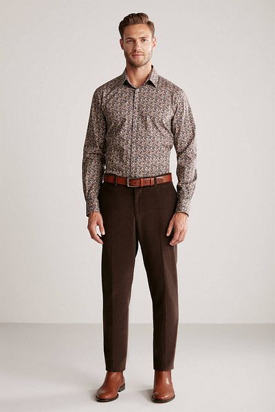 Hemington Floral Print Pure Cotton Camel Shirt