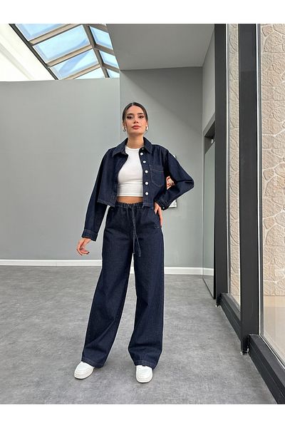 ESRAHELVACI Set cămașă și pantaloni Palazzo din denim