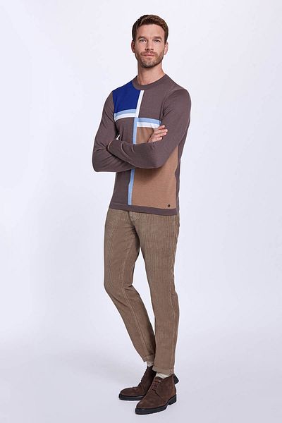 Hemington Stripe Pattern Half Turtleneck Brown Knitwear