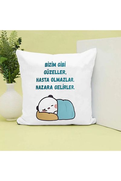 Özgü Art The Beauties of Us Not Sick.Nazara Arrivals. Written Printed Gift Pillow