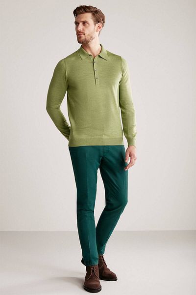 Hemington Extrafine Merino Polo Neck Green Knitwear