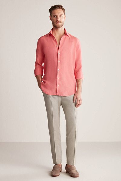 Hemington Dusty Rose Pure Linen Sports Shirt