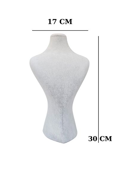 ÖZER KUTU Gray Suede Pearl Necklace and Choker Display Mannequin - 30 cm 2Nd Size