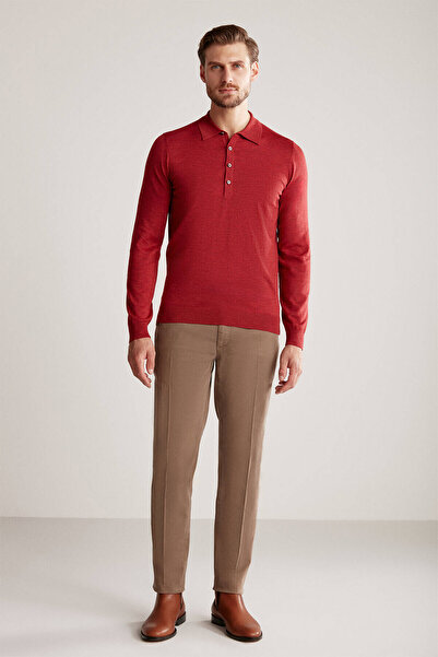 Hemington Extrafine Merino Polo Yaka Kırmızı Triko