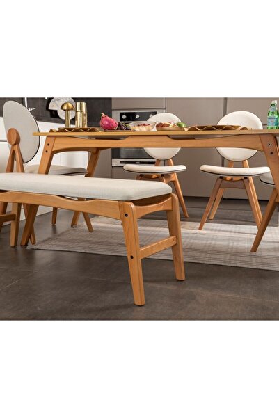 Genel Markalar Vowturkey Touch Iskandinav 4 Sandalye 1 Bench Gürgen Iskelet Mutfak&salon Masa Takımı 80x160