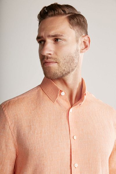 Hemington Orange Pure Linen Sports Shirt