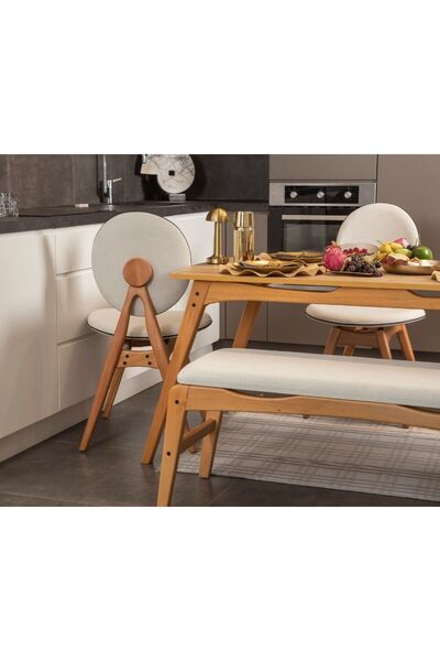 Genel Markalar Vowturkey Touch Iskandinav 4 Sandalye 1 Bench Gürgen Iskelet Mutfak&salon Masa Takımı 80x160