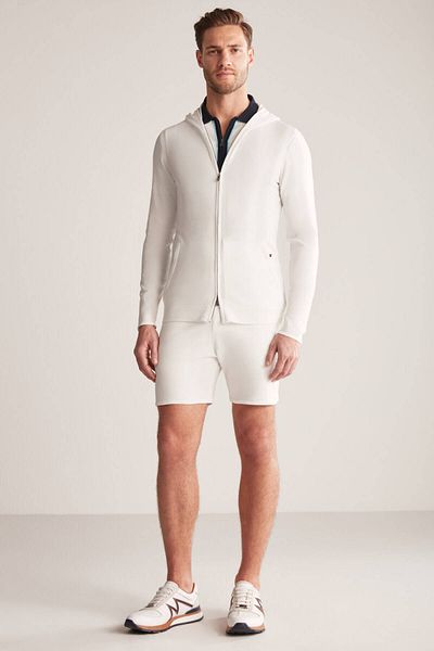 Hemington Slim Fit White Hooded Thin Cardigan