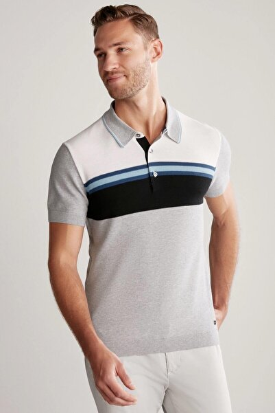 Hemington Stripe Pattern Light Gray Knitwear Polo