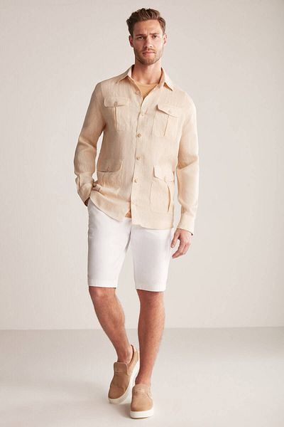Hemington Pure Linen Sand Color Outerwear Shirt