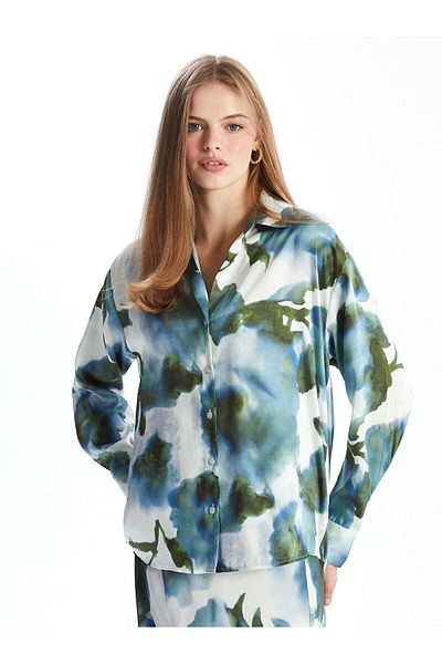 LC Waikiki Cămașă de damă oversize din satin cu model LCW